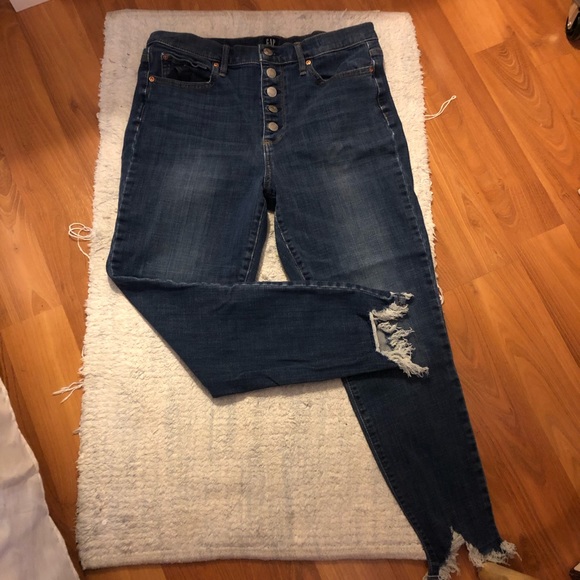 High Rise Button Fly Skinny Jeans - Picture 5 of 6